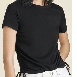 rag & bone women ruched black cotton tee top size XS
